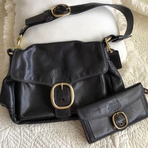 COACH black leather purse with matching wallet